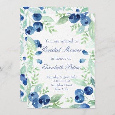 Blueberry Midsummer Rustic Berry Bridal Shower Invitations