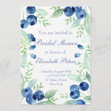 Blueberry Midsummer Rustic Wedding Bridal Shower Invitations