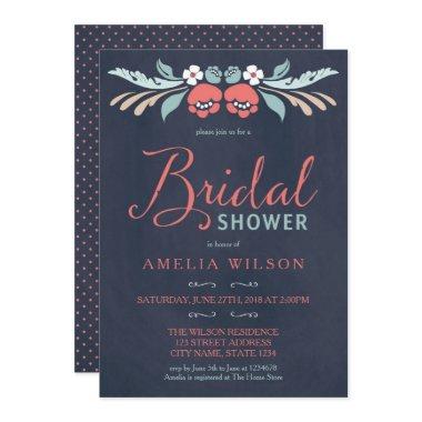 Bluish Chalkboard Floral