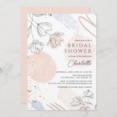Blush Abstract Shapes Bridal Shower Invitations