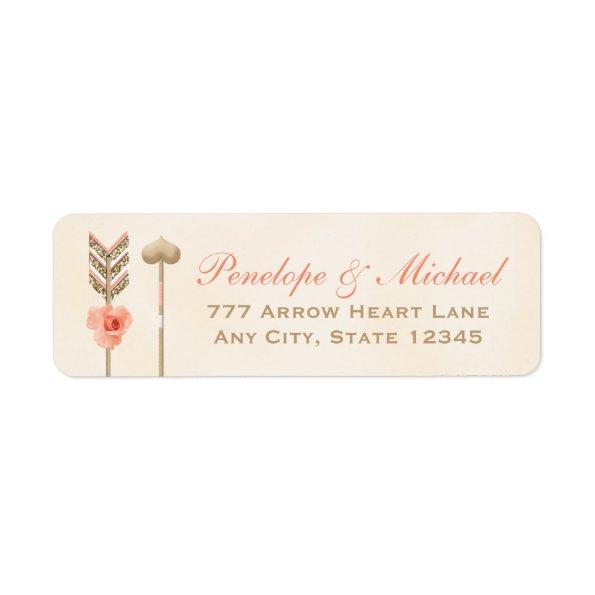 Blush and Burnished Gold Look Arrow Label