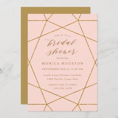 Blush and Gold Gemstone Bridal Shower Invitations