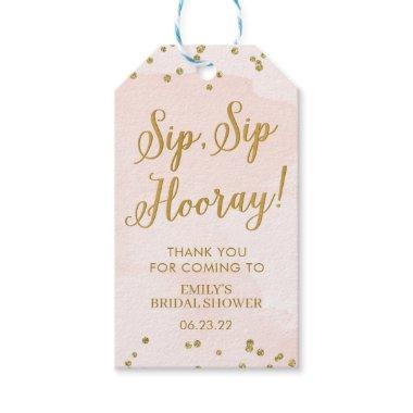 Blush and Gold Glitter Bridal Shower Wine Favor Gift Tags