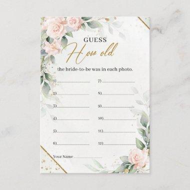 Blush and greenery gold How old was he bride-to-be Enclosure Invitations