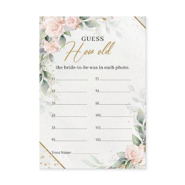 Blush and greenery gold How old was he bride-to-be Enclosure Invitations