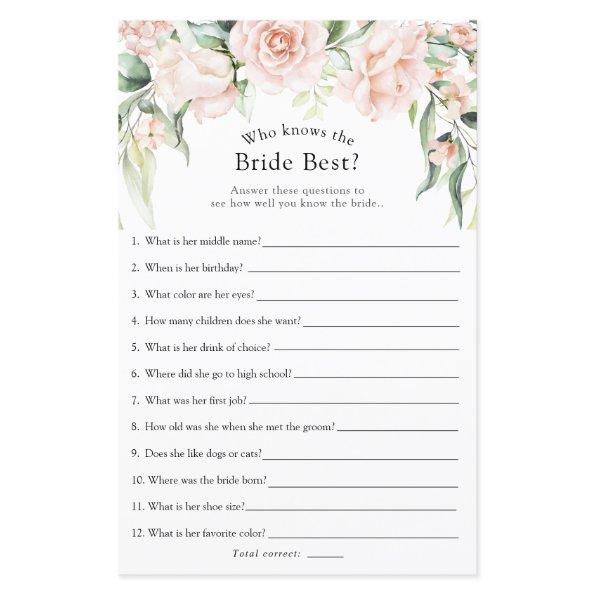 Blush and Greenery Who Knows the Bride Best Game