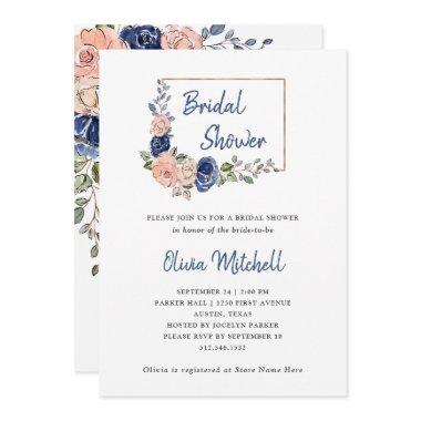 Blush and Navy Floral Geometric |
