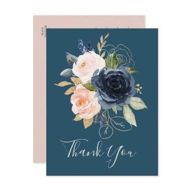 Blush and Navy Flowers | Blue Thank You Post