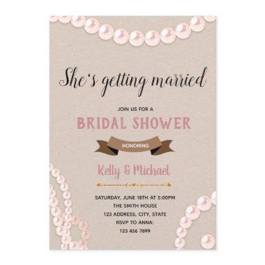 Blush and pearl bridal shower theme Invitations