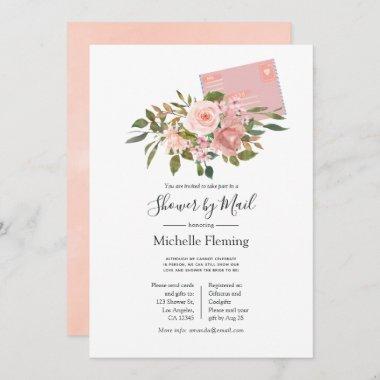 Blush and Rose Gold Flora Baby or Bridal Shower Invitations