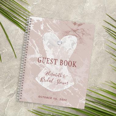 Blush and silver marble  guest book