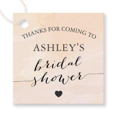 Blush Apricot Watercolor Bridal Shower Gift Tag