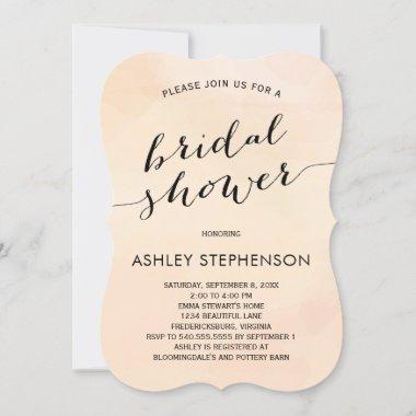 Blush Apricot Watercolor Bridal Shower Invitations