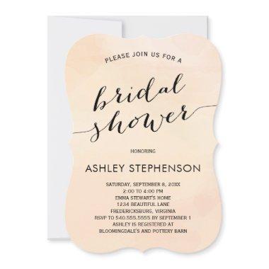 Blush Apricot Watercolor Bridal Shower Invitations