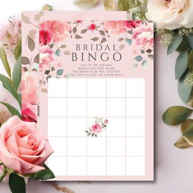 Blush Blossoms Bridal Shower Bingo Game Invitations