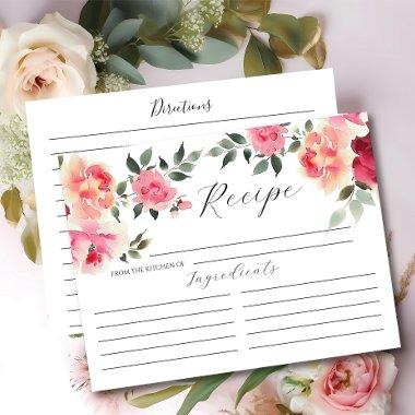Blush Blossoms Bridal Shower Recipe Invitations