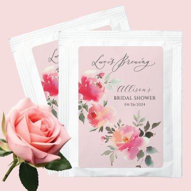Blush Blossoms Love Is Brewing Bridal Shower Tea Bag Drink Mix