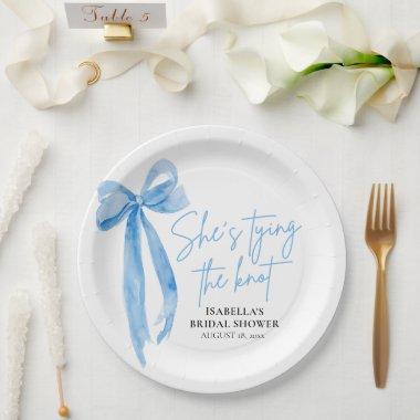 Blush Blue Bow She's Tying the Knot  Paper Plates