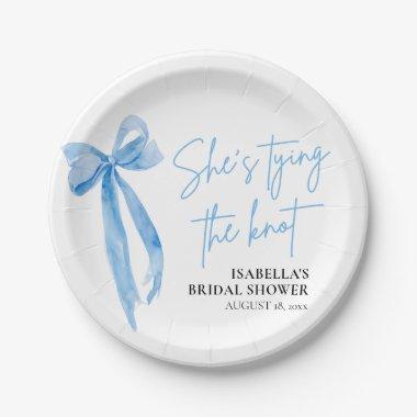 Blush Blue Bow She's Tying the Knot  Paper Plates