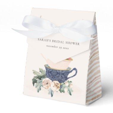 Blush Blue Cups Floral Bridal Shower Tea Party Favor Boxes