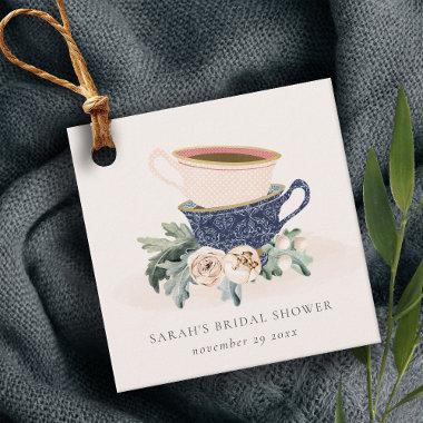 Blush Blue Cups Floral  Tea Party Favor Tags