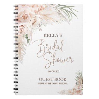 Blush Boho Pampas Bridal Shower Guest Notebook