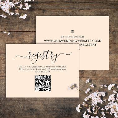 Blush Bridal Shower QR Code Gift Registry Script Enclosure Invitations