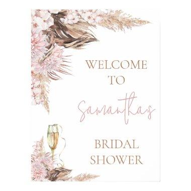 Blush Brown Floral Boho Bridal Shower Welcome Sign