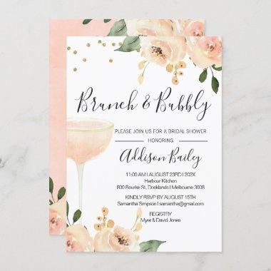 Blush Brunch Champagne Bridal Shower Invitations