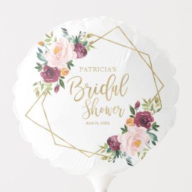 Blush Burgundy Floral Bridal Shower Balloon