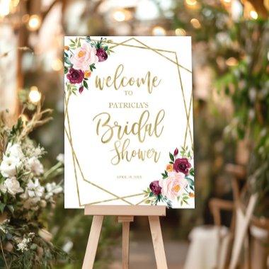 Blush Burgundy Floral  Welcome Sign