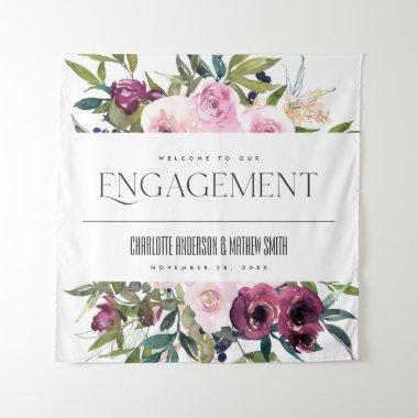 BLUSH BURGUNDY FLORAL BUNCH ENGAGEMENT WELCOME TAPESTRY
