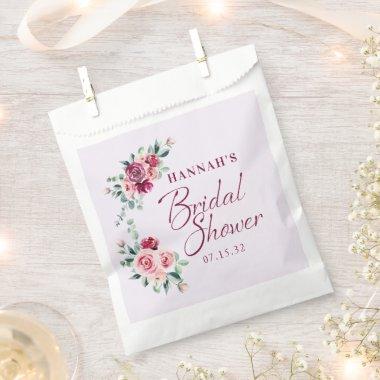 Blush Burgundy Floral Cake Bridal Shower Napkins Favor Bag