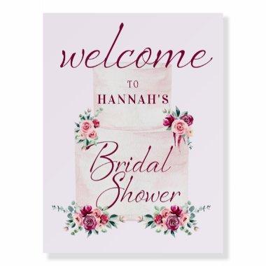 Blush Burgundy Floral Cake Shower Welcome Foam Board