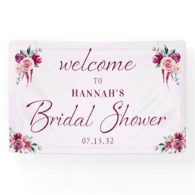 Blush Burgundy Floral Cake Shower Welcome Sign