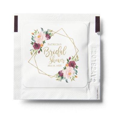Blush Burgundy Floral Geometric Bridal Shower Hand Sanitizer Packet