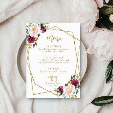 Blush Burgundy Floral Gold  Menu