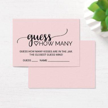 Blush Calligraphy Guess How Many Kisses Game Invitations