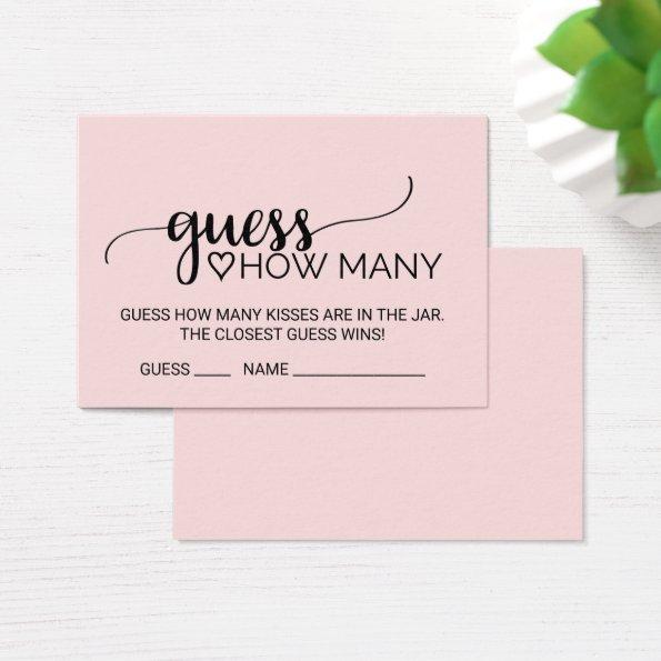 Blush Calligraphy Guess How Many Kisses Game Invitations