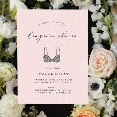 Blush Calligraphy Lingerie Bridal Shower Invitations