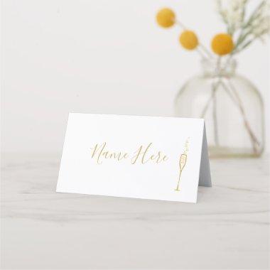 Blush Champagne Glass Folded Place Invitations