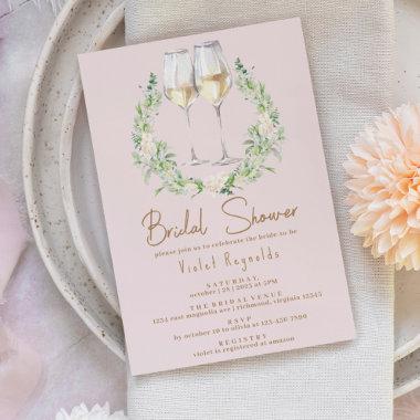 Blush Champagne Pink | Cute Modern Bridal Shower Invitations