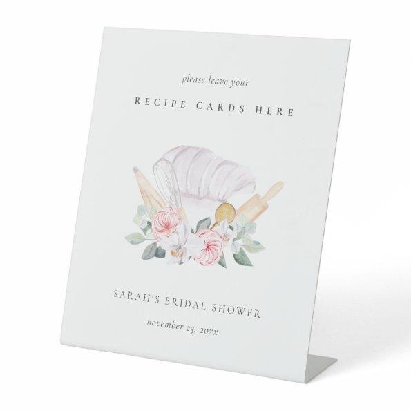 Blush Chef Hat Floral Recipe Invitations Bridal Shower Pedestal Sign
