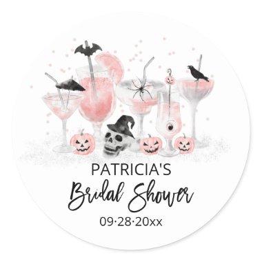 Blush Cocktails Halloween Bridal Shower Classic Round Sticker