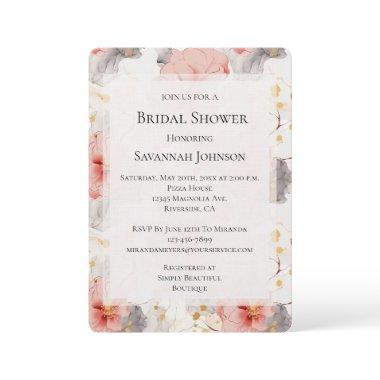 Blush Coral Grey Floral
