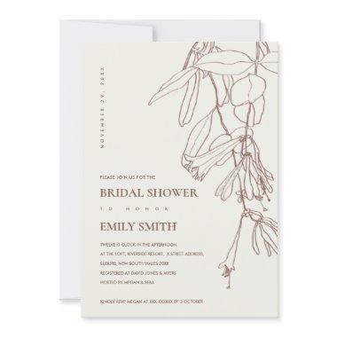 BLUSH CREAM LINE DRAWING FLORA BRIDAL SHOWER Invitations