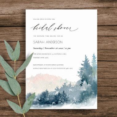 BLUSH DUSKY BLUE MOUNTAINS BRIDAL SHOWER INVITE