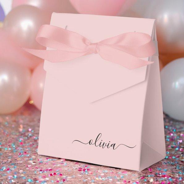Blush Dusty Pink Girly Script Monogram Name Modern Favor Boxes