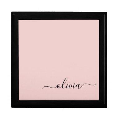 Blush Dusty Pink Modern Script Girly Monogram Name Gift Box