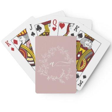 Blush Dusty Pink Modern Script Girly Monogram Name Poker
